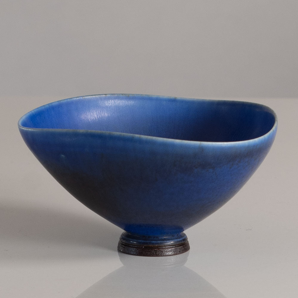 Berndt Friberg for Gustavsberg, Sweden, stoneware bowl with blue haresfur glaze L3831