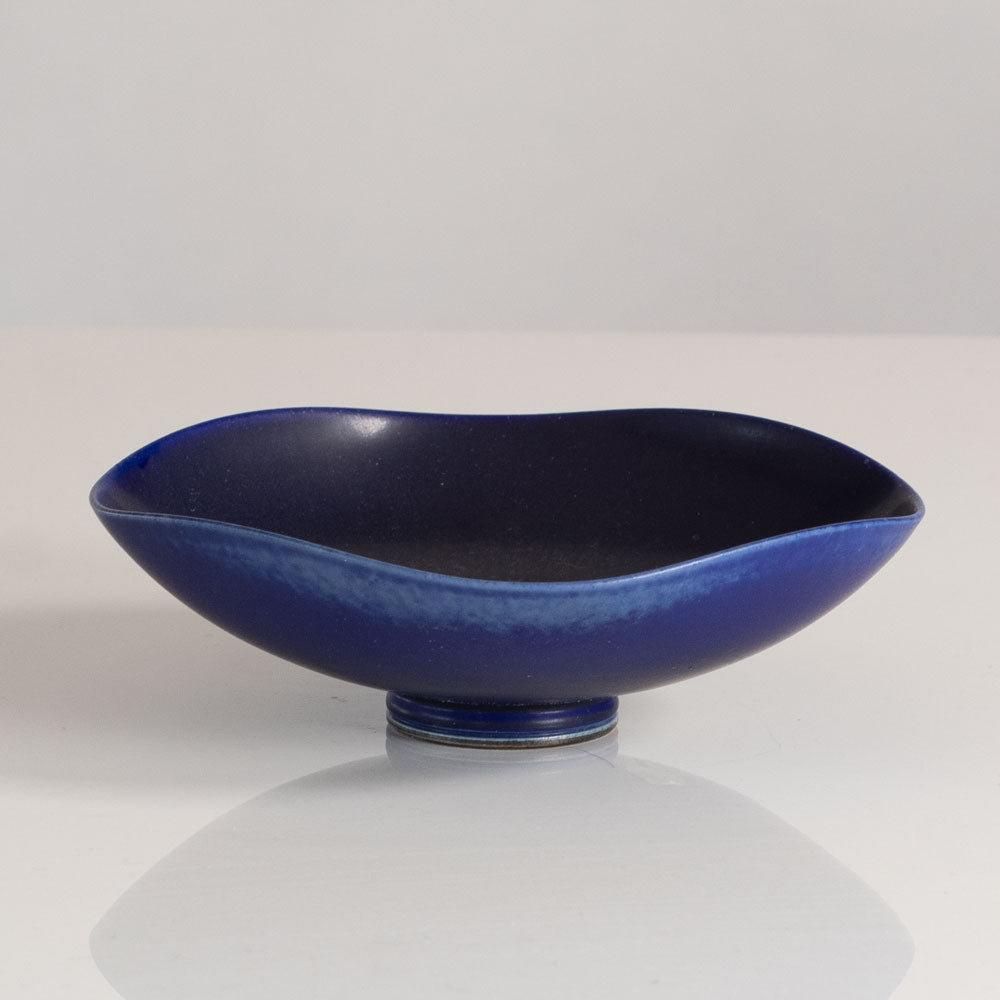 Berndt Friberg for Gustavsberg, Sweden, stoneware bowl with blue haresfur glaze L3935