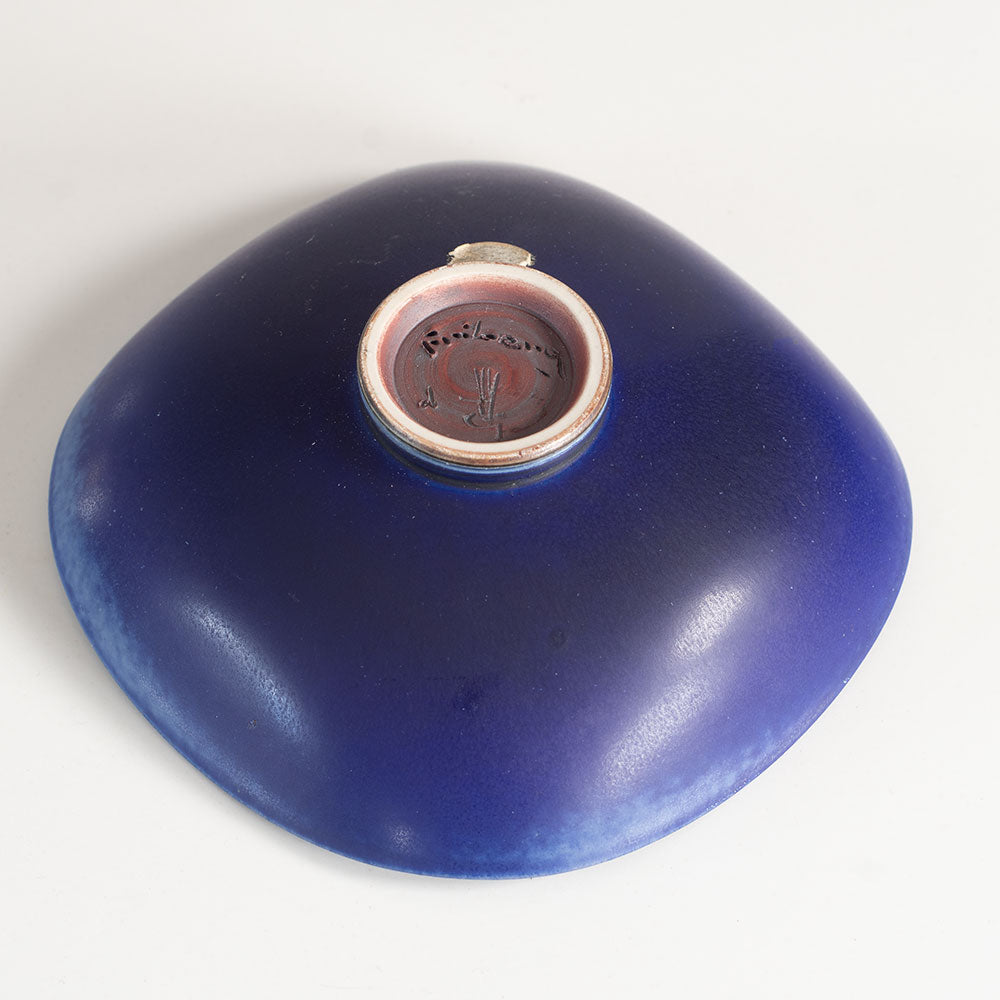 Berndt Friberg for Gustavsberg, Sweden, stoneware bowl with blue haresfur glaze L3935