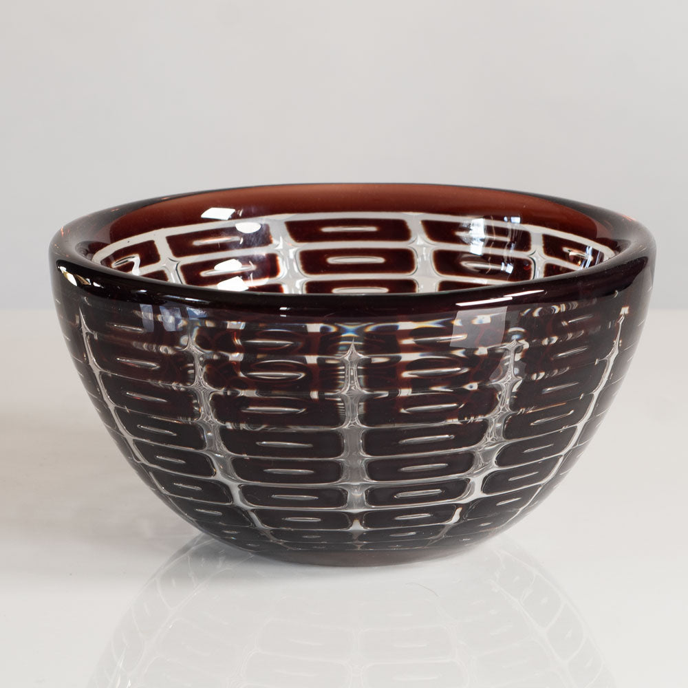 Edvin Öhrström for Orrefors, Sweden, ariel bowl in red and clear glass L3832