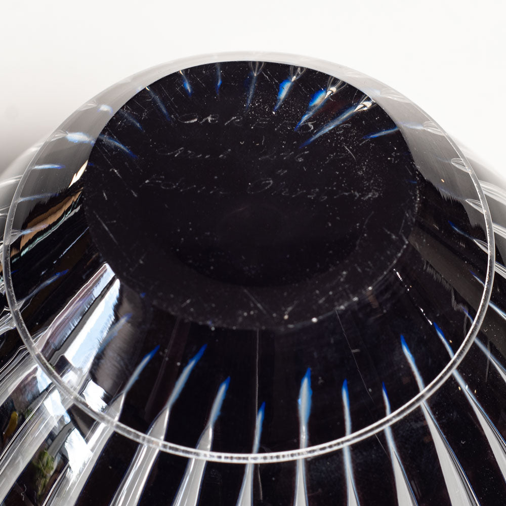 Edvin Öhrström for Orrefors, Sweden, ariel bowl in blue and clear glass L3798