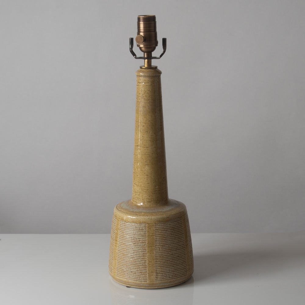 Per and Annelise Linnemann-Schmidt for Palshus, Denmark, chamotte stoneware lamp with yellow glaze K2585