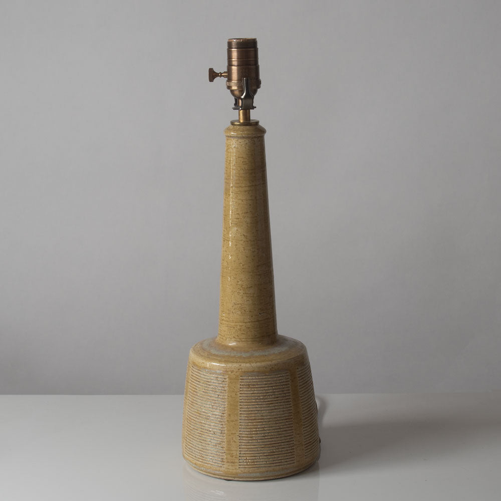 Per and Annelise Linnemann-Schmidt for Palshus, Denmark, chamotte stoneware lamp with yellow glaze K2585