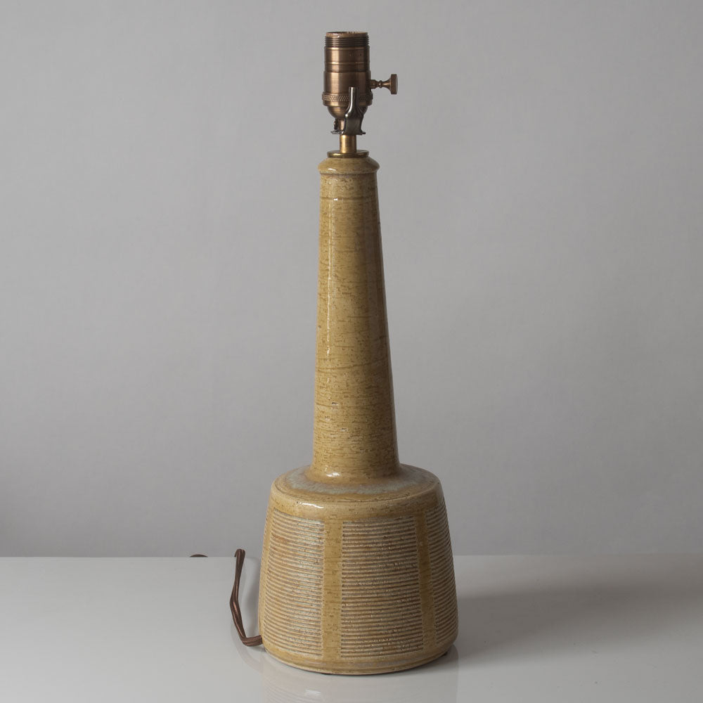 Per and Annelise Linnemann-Schmidt for Palshus, Denmark, chamotte stoneware lamp with yellow glaze K2585