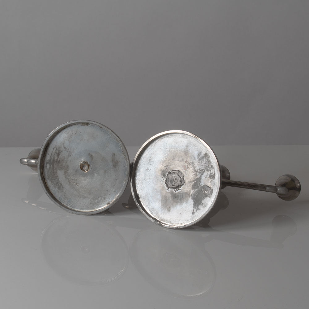 L & L (Loij & Lindbladh), Sweden, pair of art deco pewter candelabras K2502