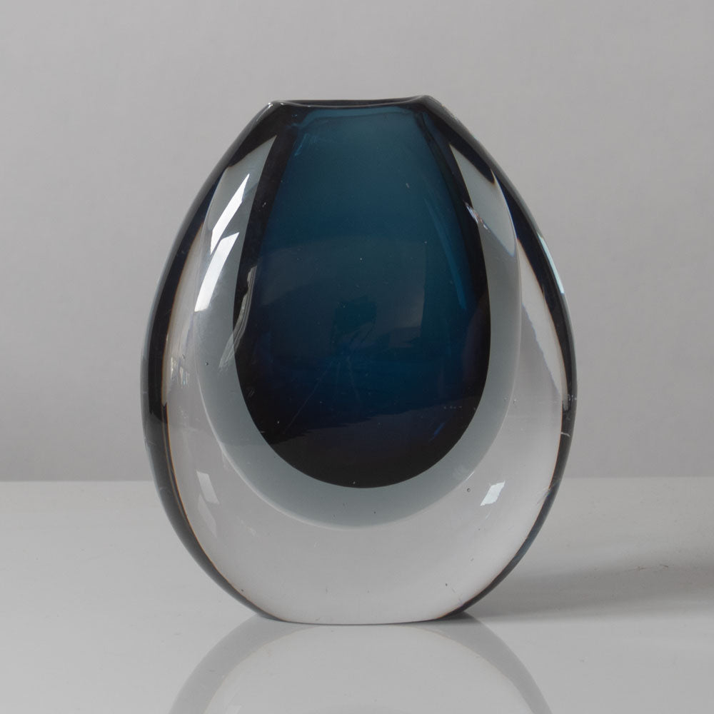 Vicke Lindstrand for Kosta, Sweden, "sommerso" vase in blue and gray glass K2477