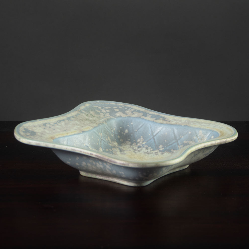 Gunnar Nylund for Rörstrand, Sweden, stoneware dish with gray crystalline glaze H1105