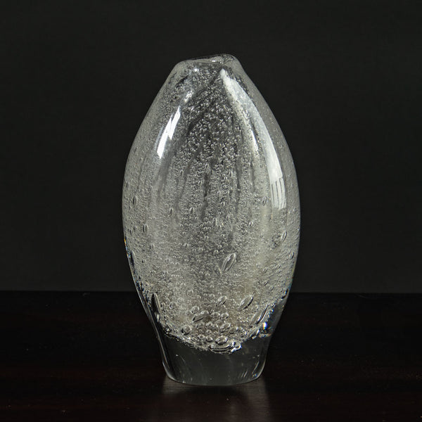 Tapio Wirkkala for Iittala, clear glass vase with internal bubbles J1134