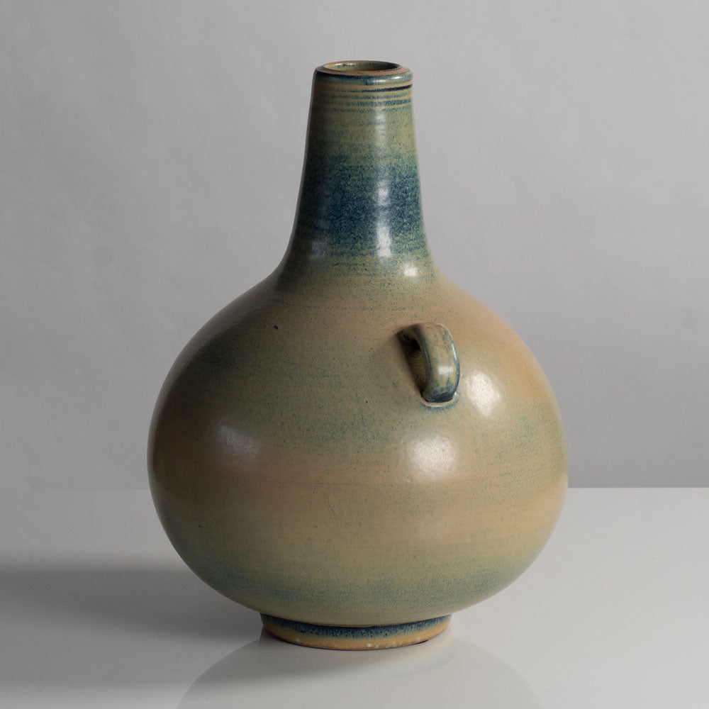 Gunnar Nylund for Rörstrand, Sweden large vase with matte blue and pale yellow glaze L3950