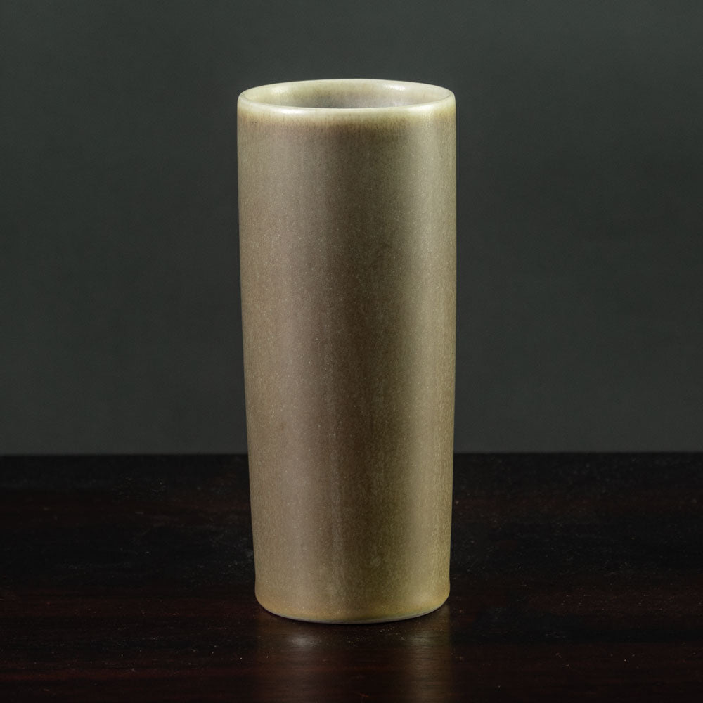Per Linnemann-Schmidt for Palshus cylindrical vase with olive-brown haresfur glaze K2078