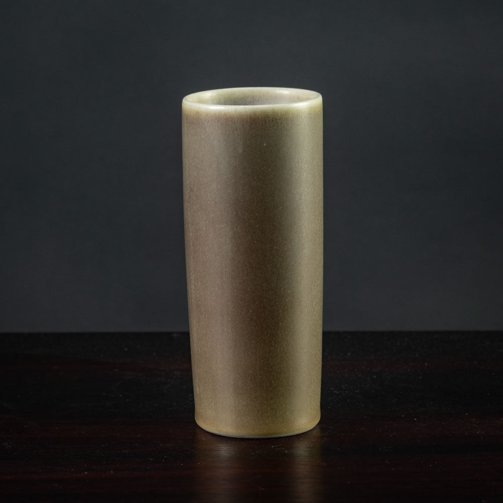 Per Linnemann-Schmidt for Palshus cylindrical vase with olive-brown haresfur glaze K2078