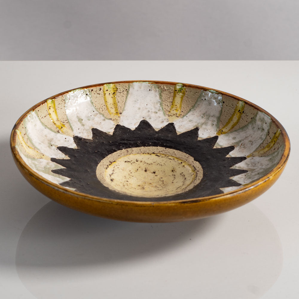 Mari Simmulson for Uppsala Ekeby, Sweden, stoneware bowl with sunflower motif L3973