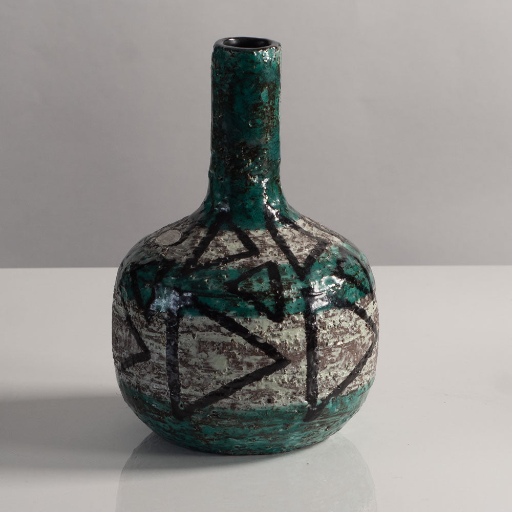 Ingrid Atterberg for Uppsala Ekeby, Sweden, rough textured vase with geometric pattern L3887