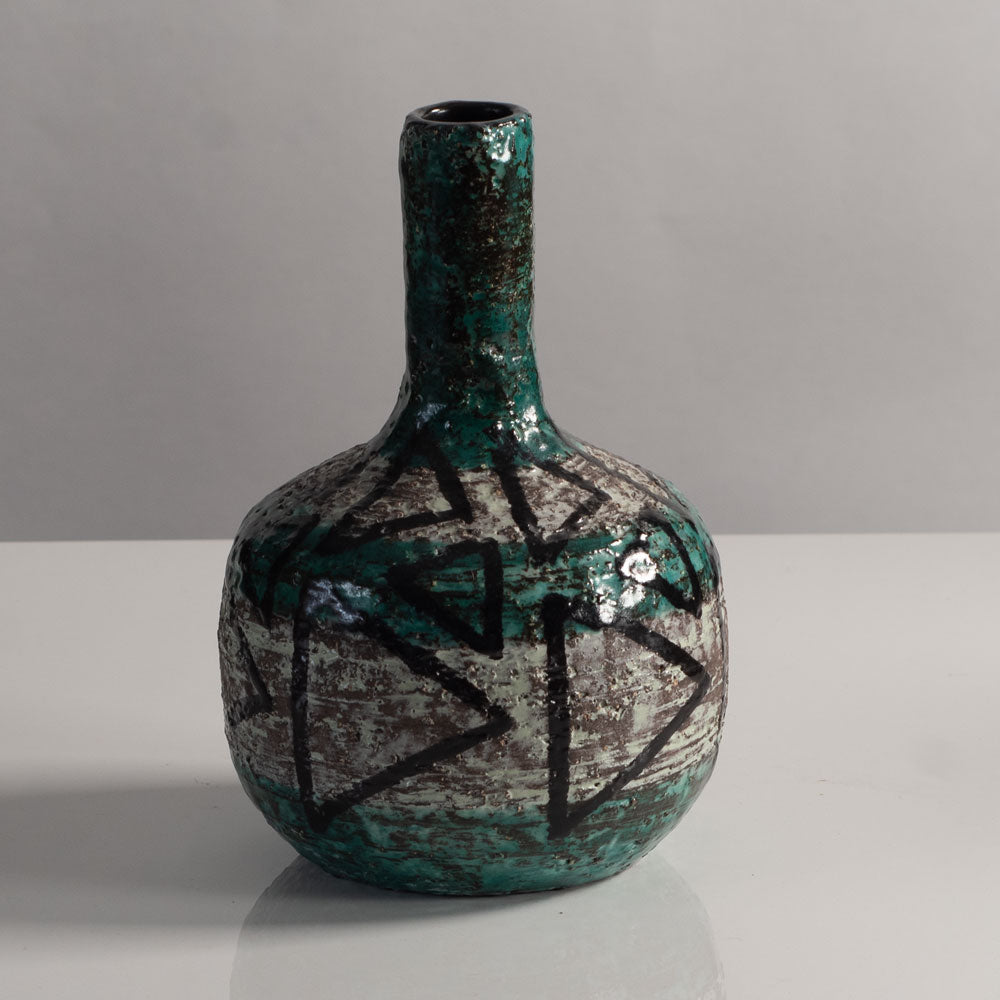 Ingrid Atterberg for Uppsala Ekeby, Sweden, rough textured vase with geometric pattern L3887