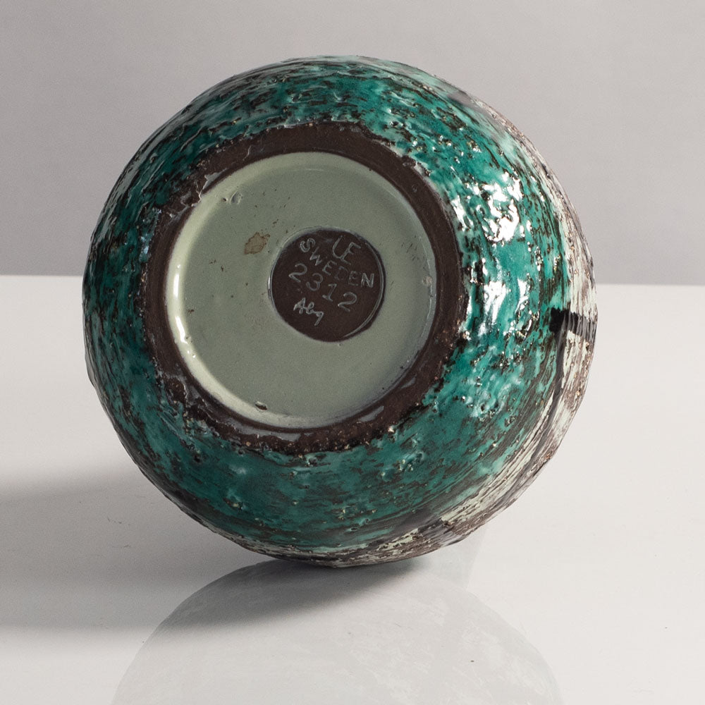 Ingrid Atterberg for Uppsala Ekeby, Sweden, rough textured vase with geometric pattern L3887