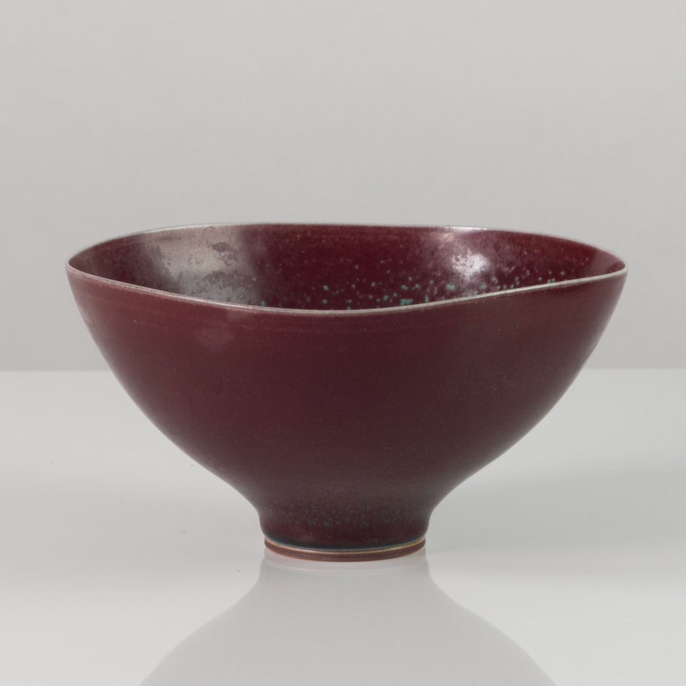 Berndt Friberg for Gustavsberg, Sweden, unique stoneware vase with red and turquoise glaze G9467