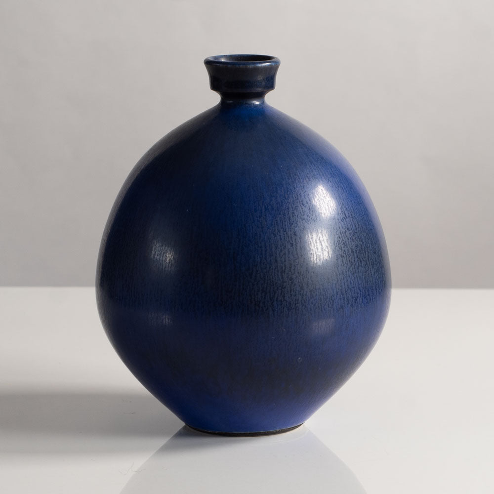 Berndt Friberg for Gustavsberg, Sweden, stoneware vase with blue haresfur glaze L3934