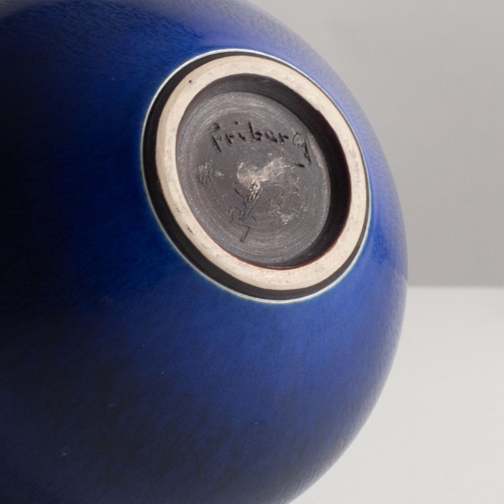 Berndt Friberg for Gustavsberg, Sweden, stoneware vase with blue haresfur glaze L3934