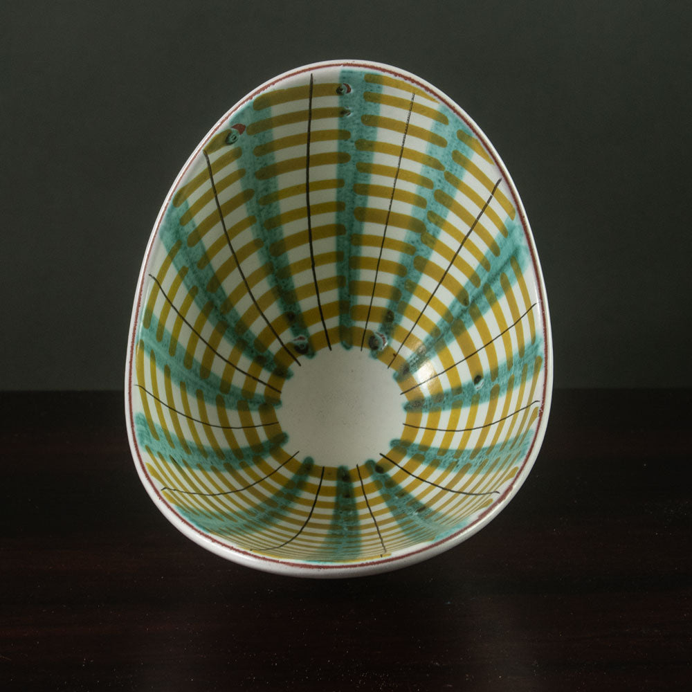 Stig Lindberg for Gustavsberg, Sweden, faiance bowl with blue and yellow decoration J1566