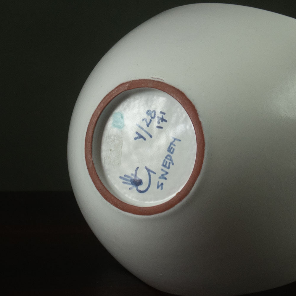 Stig Lindberg for Gustavsberg, Sweden, faiance bowl with blue and yellow decoration J1566