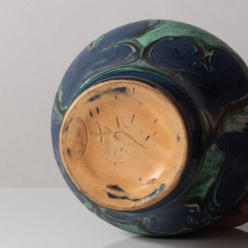 Jens Thirslund for Herman A. Kähler Keramik, Denmark, vase with blue and green matte glaze K2457