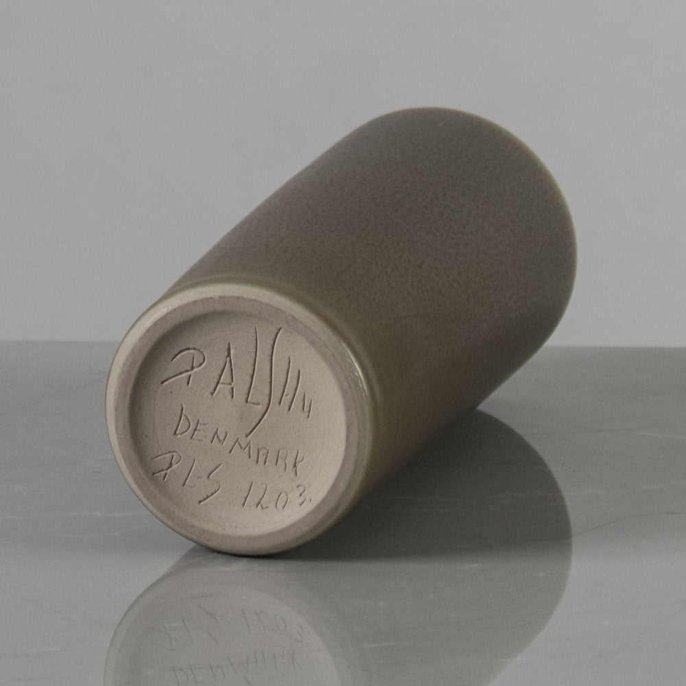 Per Linnemann-Schmidt for Palshus cylindrical vase with olive-brown haresfur glaze K2078
