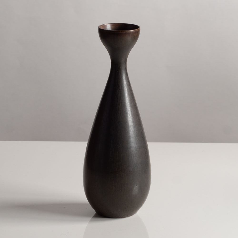 Carl Harry Stålhane for Rörstrand, Sweden, stoneware vase with dark brown matte glaze L3828