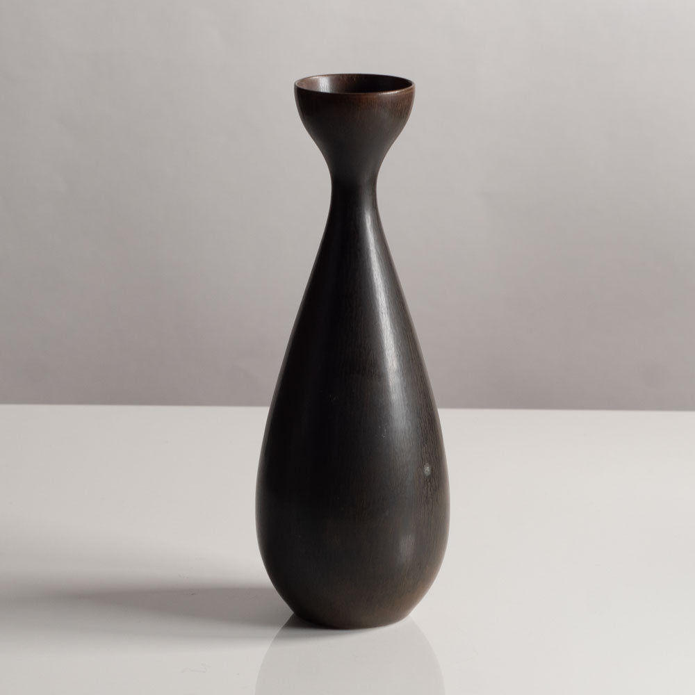 Carl Harry Stålhane for Rörstrand, Sweden, stoneware vase with dark brown matte glaze L3828