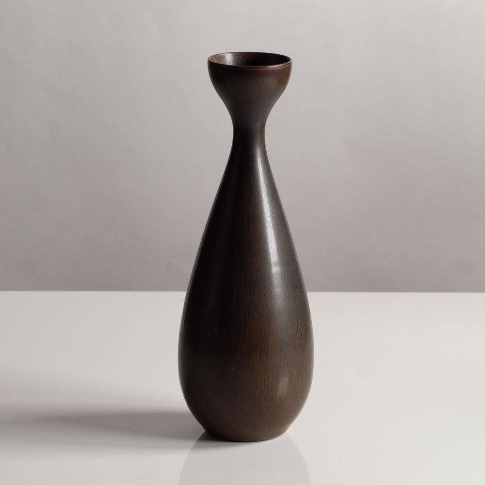 Carl Harry Stålhane for Rörstrand, Sweden, stoneware vase with dark brown matte glaze L3828