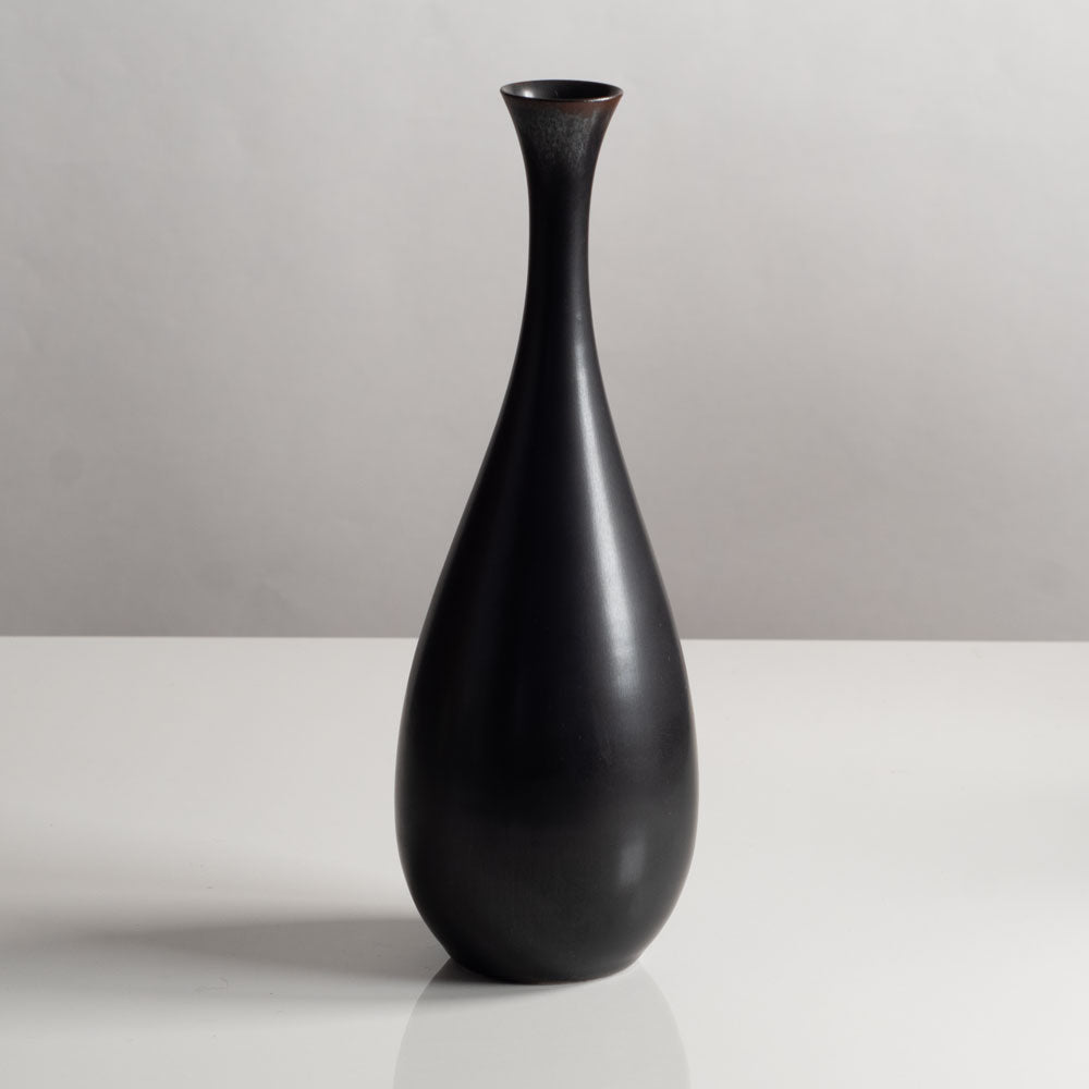 Carl Harry Stalhane for Rorstrand, Sweden, stoneware vase with dark brown matte glaze M4041