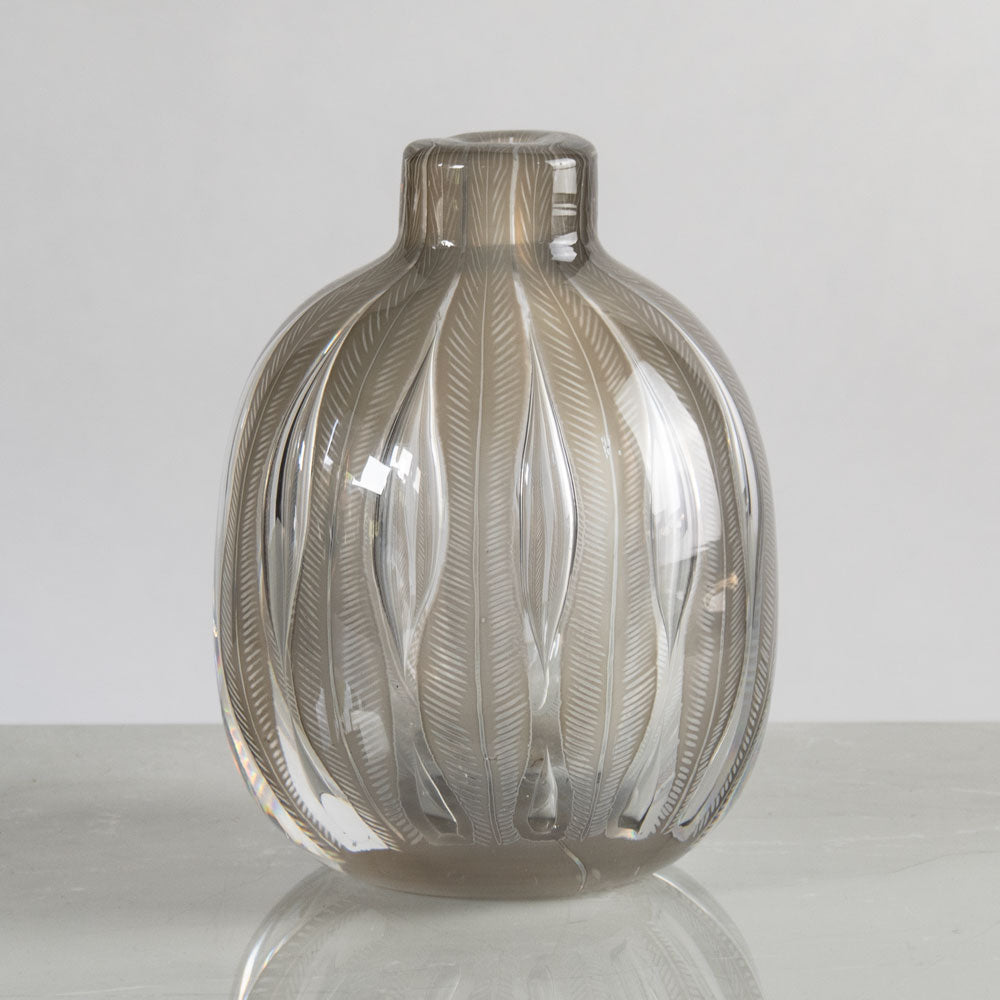 Edvin Öhrström for Orrefors, "ariel" vase in gray and clear glass K2193