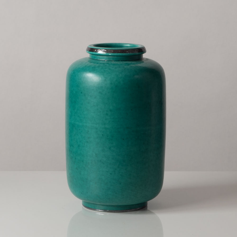 Wilhelm Kåge for Gustavsberg, Sweden "Argenta" vase with mermaid decoration in silver K2537