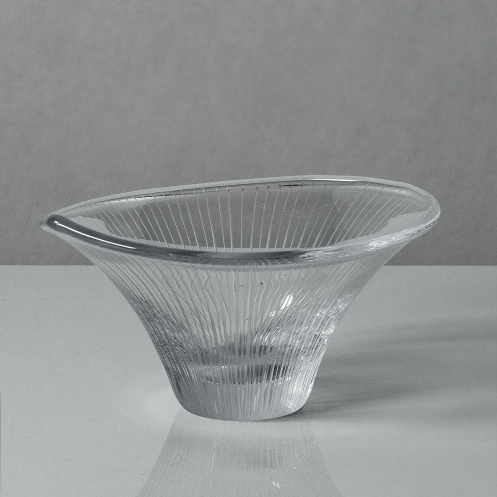 Tapio Wirkkala for Iittala, Finland "Kantarelli" bowl, engraved clear glass