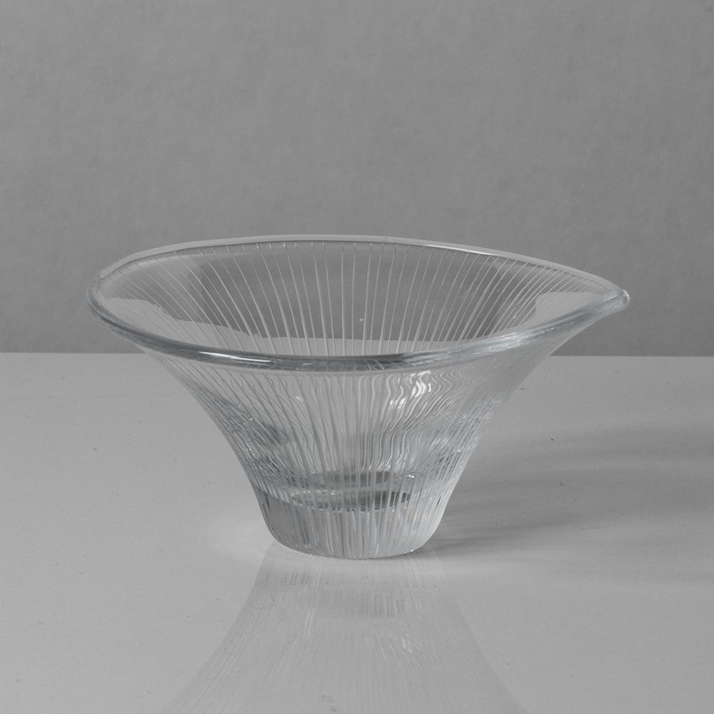 Tapio Wirkkala for Iittala, Finland "Kantarelli" bowl, engraved clear glass