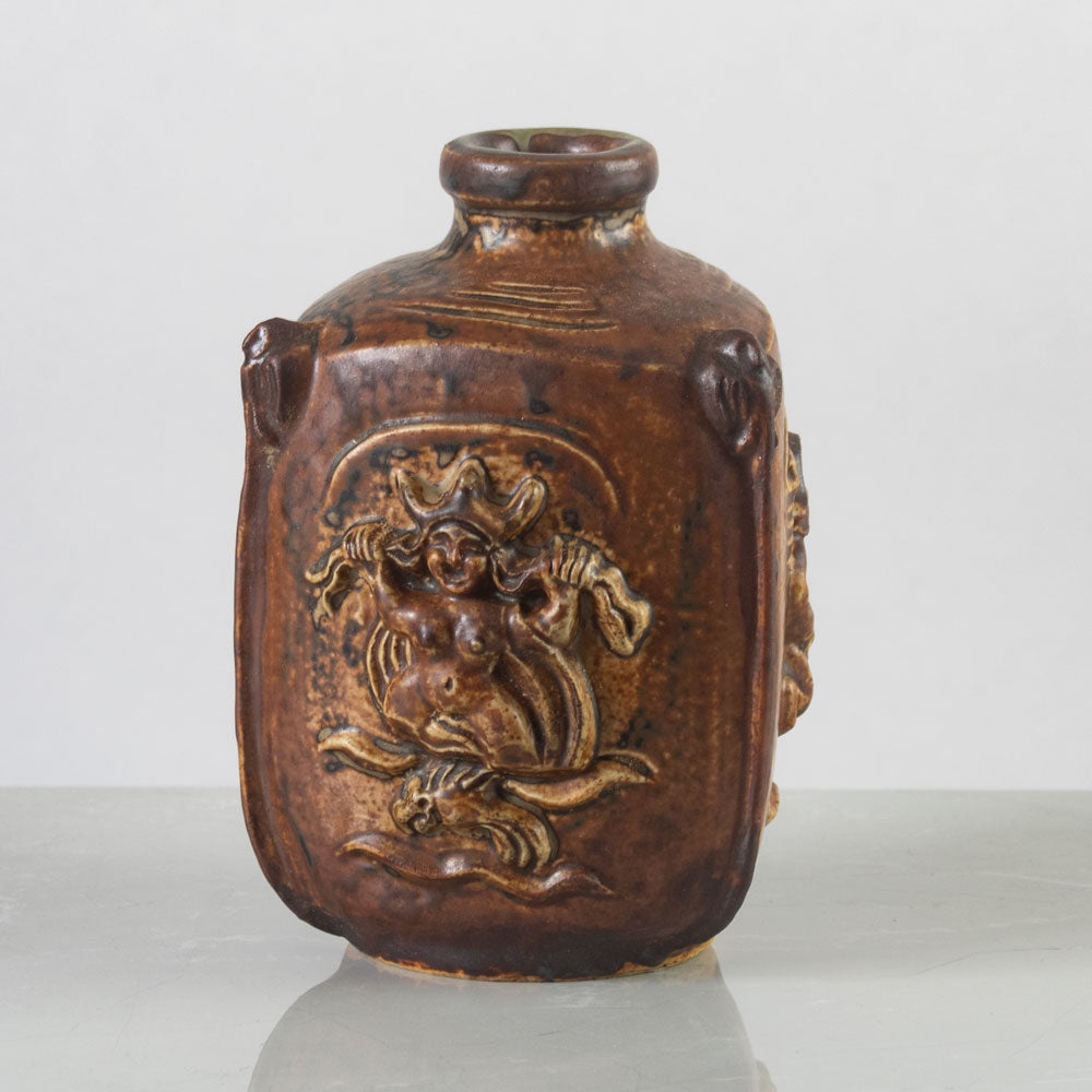 Bode Willumsen for Royal Copenhagen, Denmark, stoneware three sided vase F1739