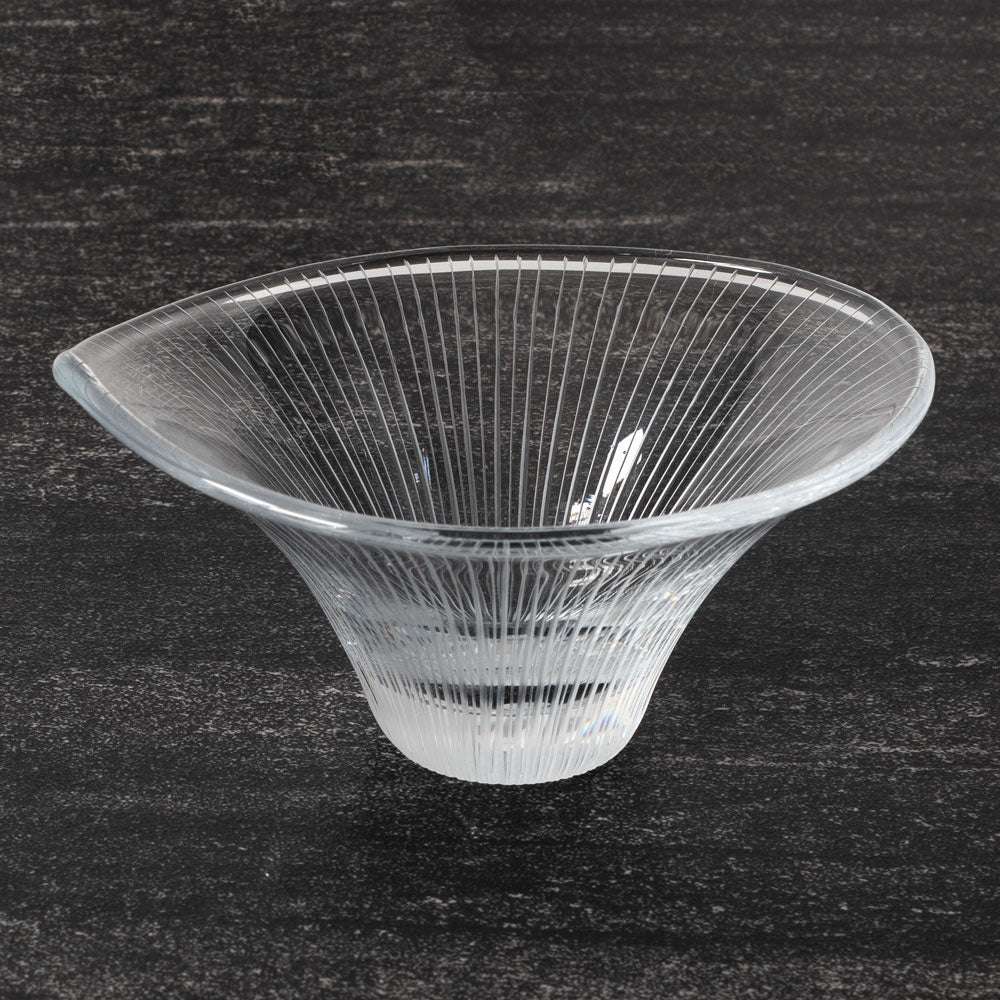 Tapio Wirkkala for Iittala, Finland "Chanterelle" bowl, engraved clear glass