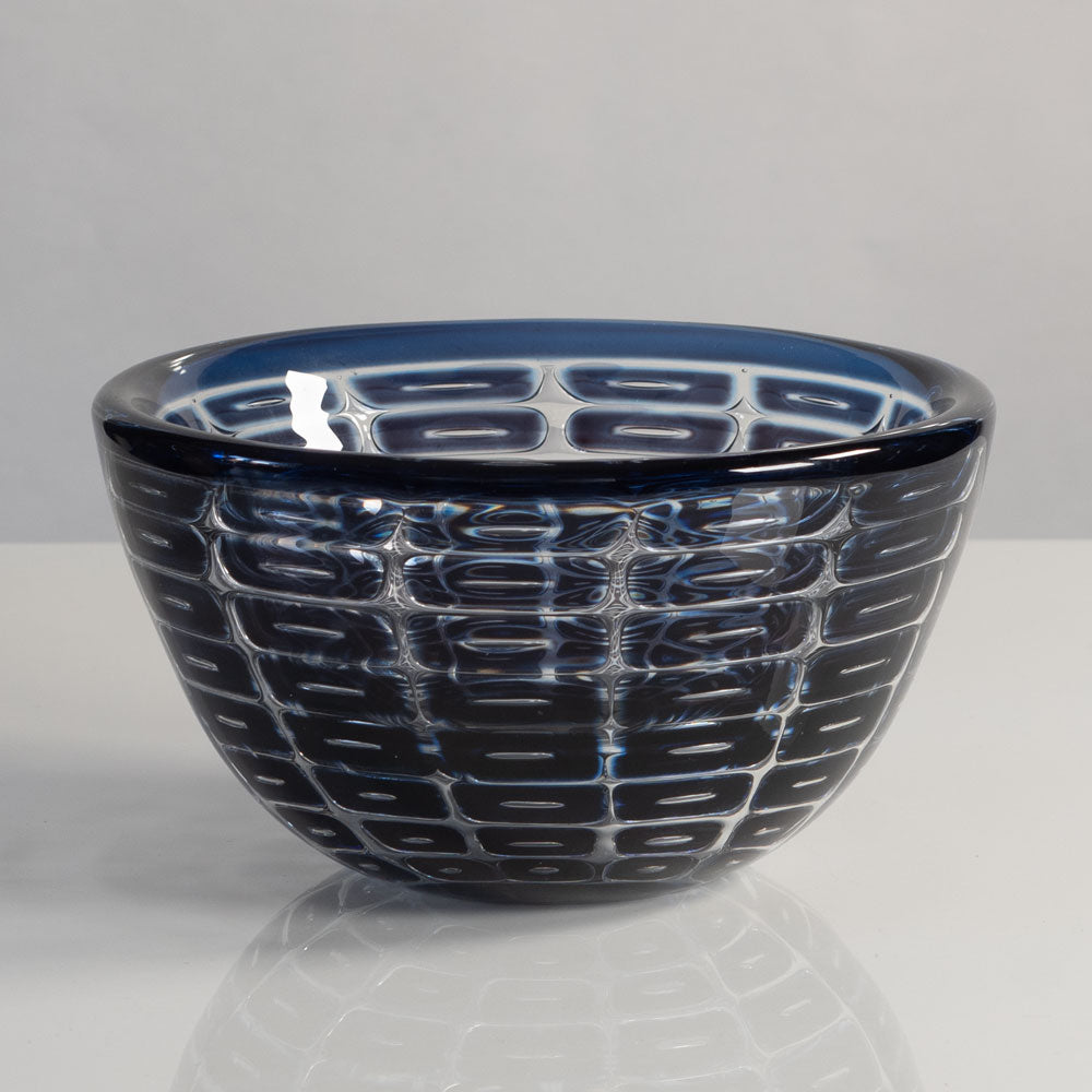 Edvin Öhrström for Orrefors, Sweden, ariel bowl in blue and clear glass L3796