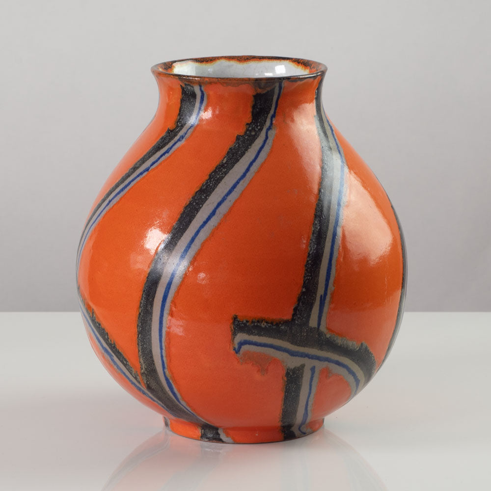 Friedrich Goldscheider Keramik, Austria, earthenware vase with orange glaze K2677