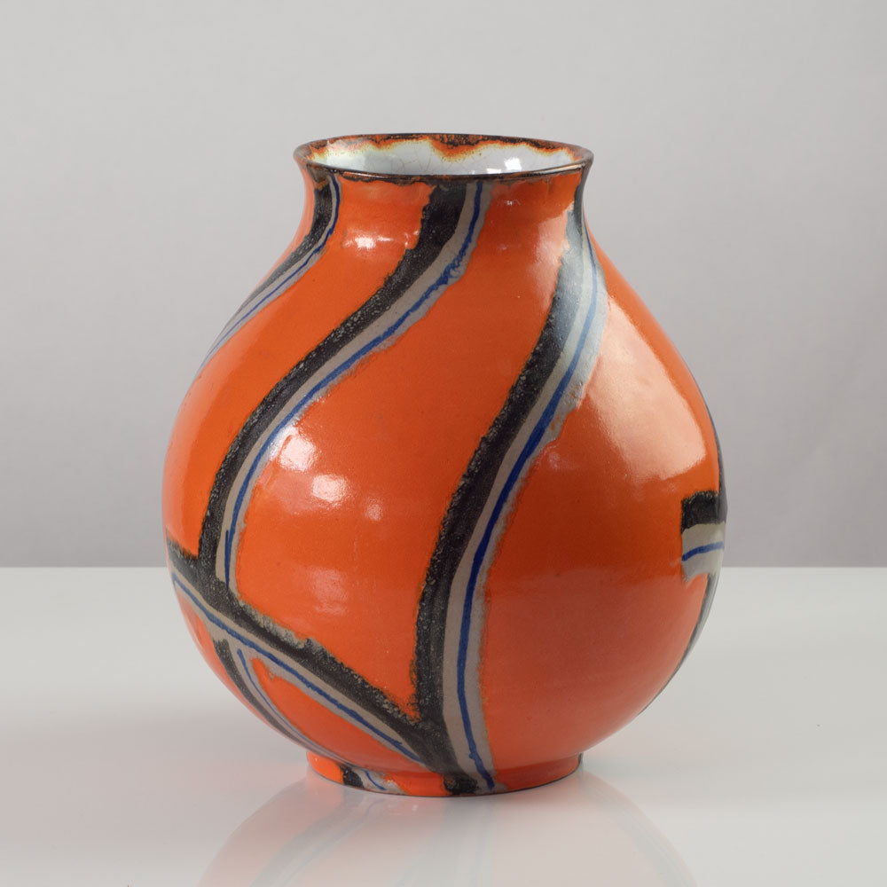 Friedrich Goldscheider Keramik, Austria, earthenware vase with orange glaze K2677