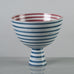 Stig Lindberg for Gustavsberg, Sweden, striped earthenware footed bowl  in pink, blue and white J1606
