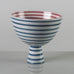 Stig Lindberg for Gustavsberg, Sweden, striped earthenware footed bowl  in pink, blue and white J1606