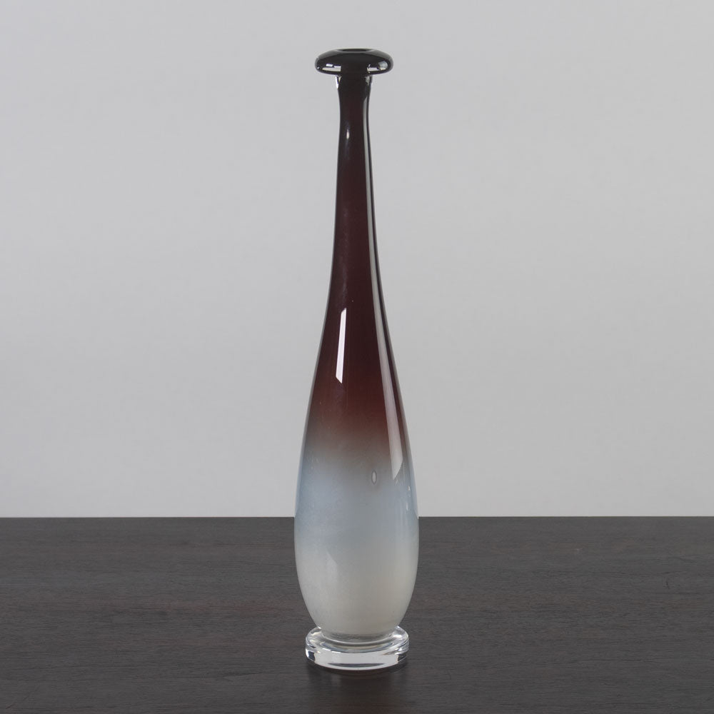 Nils Landberg for Orrefors "Expo" tall vase in red and milky glaze K2230