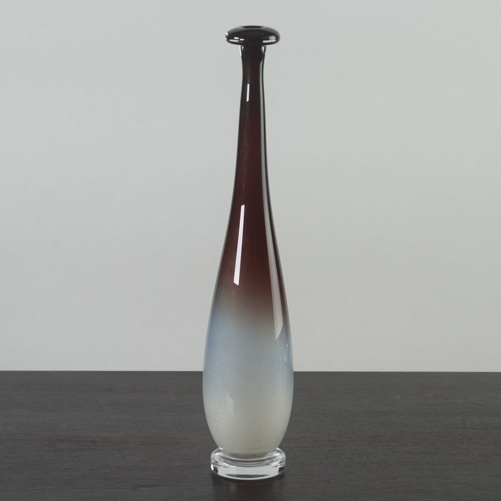 Nils Landberg for Orrefors "Expo" tall vase in red and milky glaze K2230