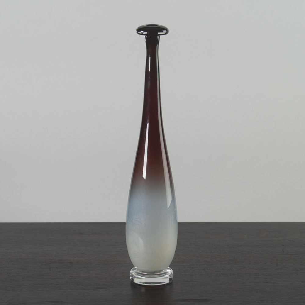 Nils Landberg for Orrefors "Expo" tall vase in red and milky glaze K2230