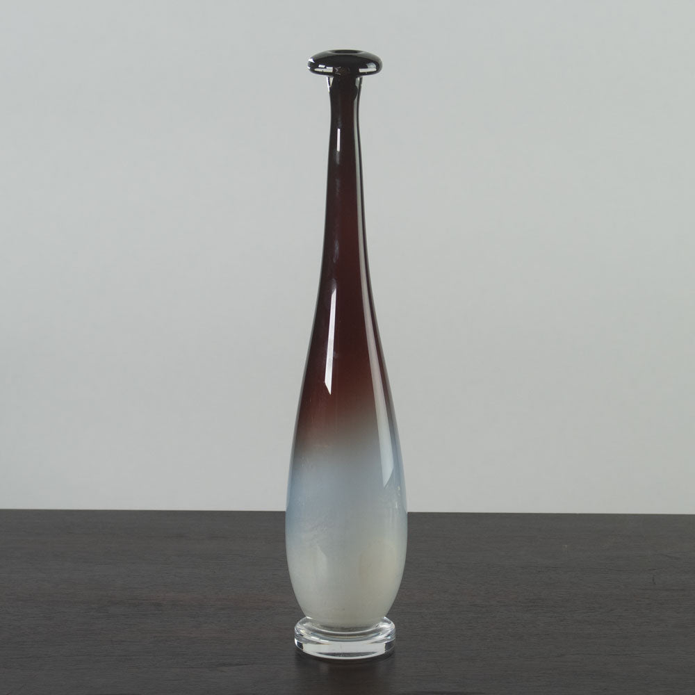 Nils Landberg for Orrefors "Expo" tall vase in red and milky glaze K2230