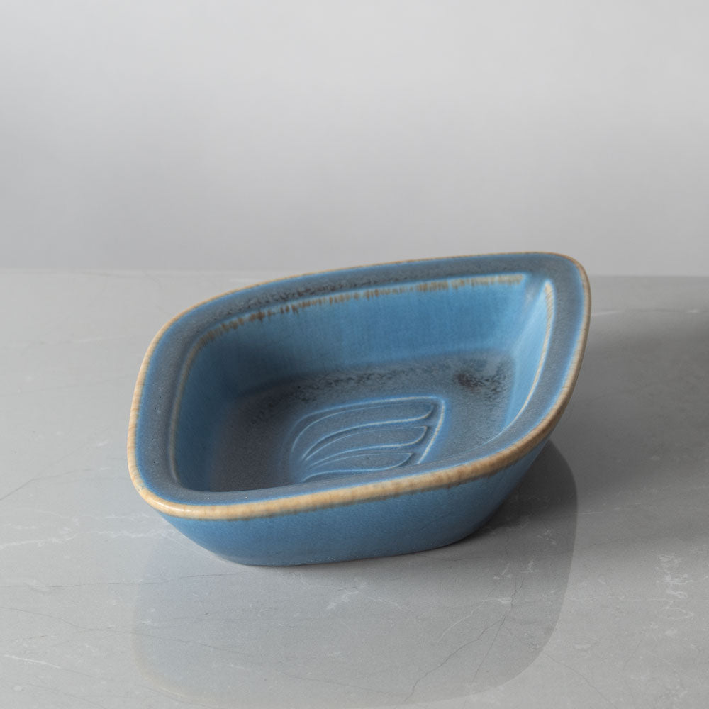 Gunnar Nylund for Rörstrand, ceramic diamond-shaped bowl with blue glaze J1722