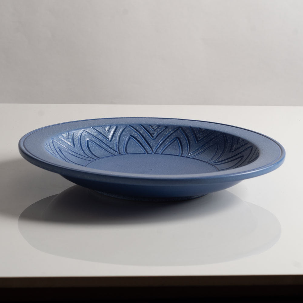Gunnar Nylund for Rörstrand, Sweden, ceramic dish with blue matte glaze L3344