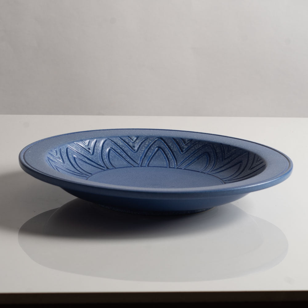 Gunnar Nylund for Rörstrand, Sweden, ceramic dish with blue matte glaze L3344