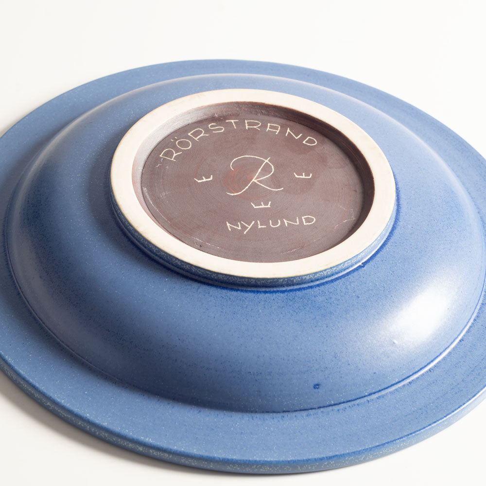 Gunnar Nylund for Rörstrand, Sweden, ceramic dish with blue matte glaze L3344