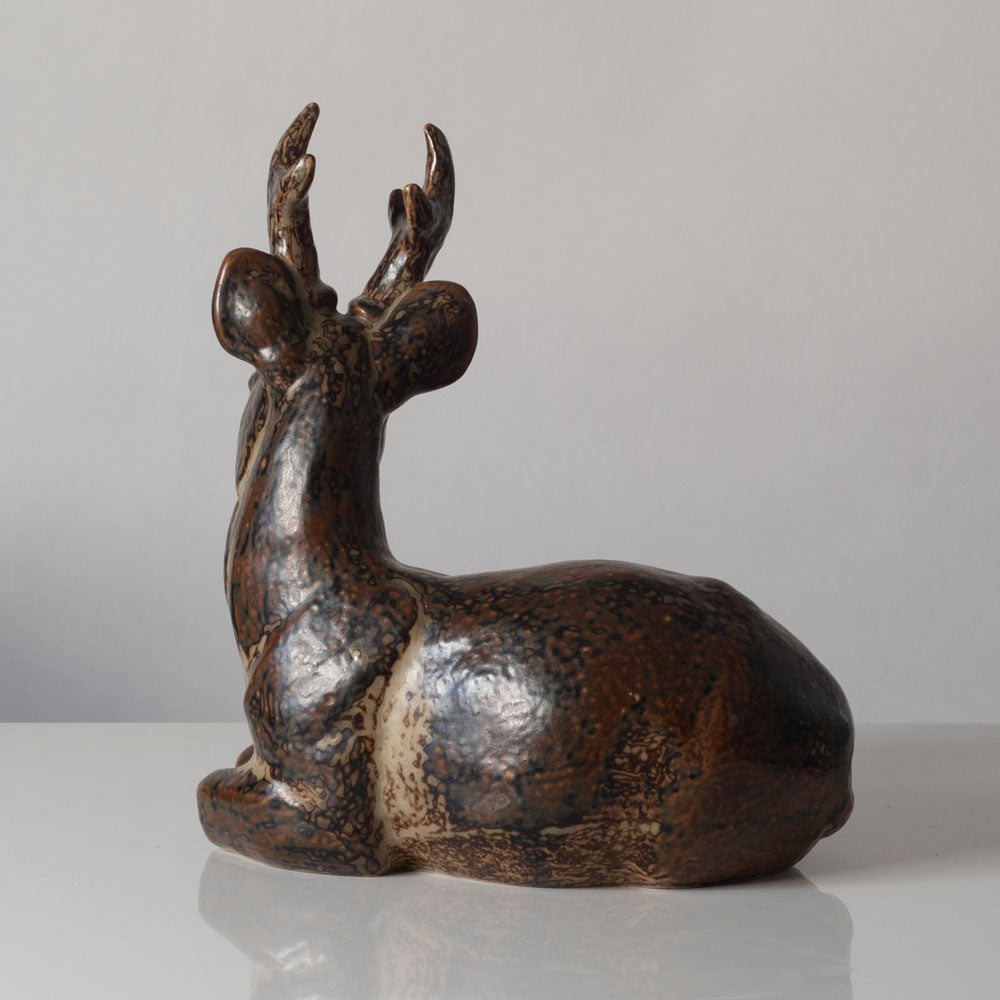Knud Kyhn for Royal Copenhagen, Denmark, large stoneware figure of a stag with Sung glaze k2386